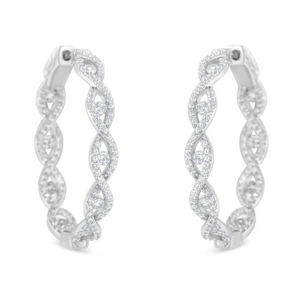 10K White Gold Diamond Hoop Earrings (1 1/2 cttw, H-I Color, I1-I2 Clarity)