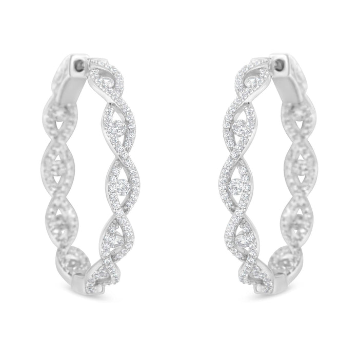 10K White Gold Diamond Hoop Earrings (1 1/2 cttw, H-I Color, I1-I2 Clarity)