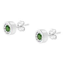 .925 Sterling Silver 1/4 Cttw Round Brilliant-Cut Green Diamond Miracle-Set Stud Earrings (Fancy Color-Enhanced, I1-I2 Clarity)-3