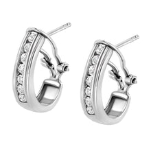 .925 Sterling Silver Channel Set 1/2 Cttw Lab Grown Round Diamond Omega Back Huggy Hoop Earrings (F-G Color, SI1-SI2 Clarity)-3
