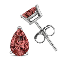 14K White Gold 1/2 Cttw Lab Grown Pink Pear Diamond 3 Prong Set Martini Solitaire Stud Earrings (Pink Color, VS2-SI1 Clarity)-3