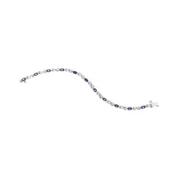 10K White Gold 5x4mm Oval Sapphire Gemstone and 1/10 Cttw Diamond Prong Set 