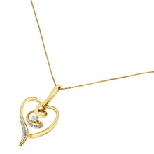Espira 10K Yellow Gold .03 Cttw Diamond-Accented Round-Cut Diamond Swirl Open Heart 18" Pendant Necklace (I-J Color, I2-I3 Clarity)-3