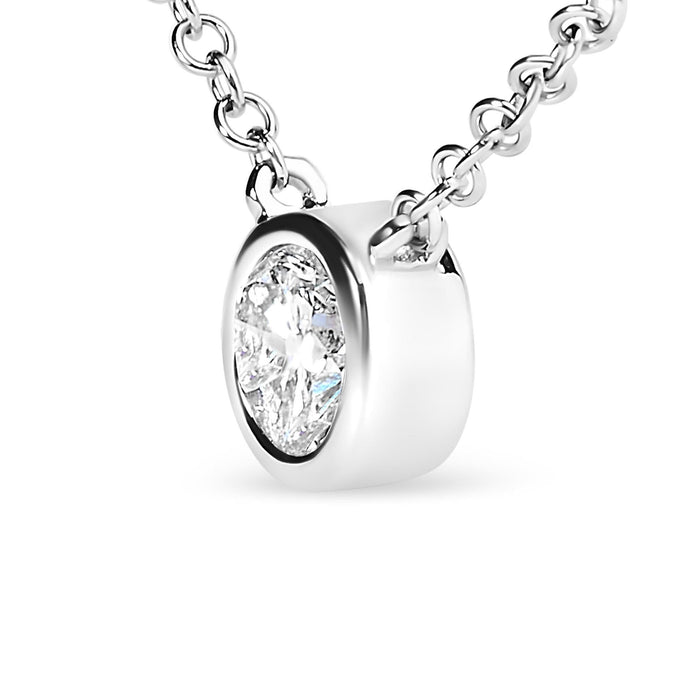10K White Gold 1/2 Carat Round Brilliant-Cut Diamond Modern Bezel-Set Solitaire 16