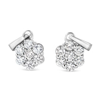 14KT White Gold 1/2 cttw Diamond Floral Cluster Pendant Necklace (HI, SI2-I1)