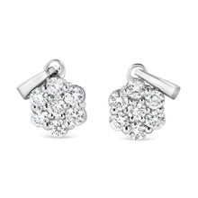 14KT White Gold 1/2 cttw Diamond Floral Cluster Pendant Necklace (HI, SI2-I1)-3