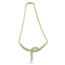 14k Yellow Gold 17.0 Cttw Diamond Double Row Lariat 18" Inch Tennis Necklace with Pear Shape Diamond Drop Tips (I-J Color, VS2-SI1 Clarity)-3