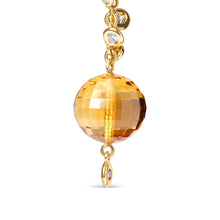 18K Yellow Gold 2/3 Cttw Round Bezel Diamond and 25mm Ball Shaped Yellow Citrine Gemstone Dangle Stud Earring (Brown and G-H Color, SI1-SI2 Clarity)-3