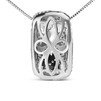 .925 Sterling Silver Turquoise Enamel and 1/2 Cttw Diamond Block 18
