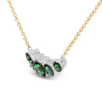 18K Rose Gold 3/4 Cttw Pave Diamonds and Graduated Green Tsavorite Gemstone Curved Bar Choker Necklace (G-H Color, SI1-SI2 Clarity) - Adjustable up to 14
