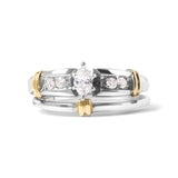 14K Yellow and White Gold 1/3 Cttw Marquise Diamond Cocktail Engagement Ring Set (H-I Color, SI1-SI2 Clarity)-4 thumbnail 5