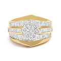 14K Yellow Gold 2-1/3 Cttw Diamond Cluster Channel Set Chevron Shaped Band Engagement Ring & Wedding Band Set (H-I Color, SI1-SI2 Clarity)--0