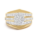 14K Yellow Gold 2-1/3 Cttw Diamond Cluster Channel Set Chevron Shaped Band Engagement Ring & Wedding Band Set (H-I Color, SI1-SI2 Clarity)--0 thumbnail 1