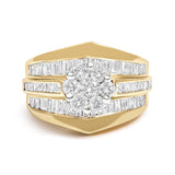 14K Yellow Gold 2-1/3 Cttw Diamond Cluster Channel Set Chevron Shaped Band Engagement Ring & Wedding Band Set (H-I Color, SI1-SI2 Clarity)--0 thumbnail 1