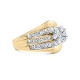 14K Yellow Gold 2-1/3 Cttw Diamond Cluster Channel Set Chevron Shaped Band Engagement Ring & Wedding Band Set (H-I Color, SI1-SI2 Clarity)--1 thumbnail 2