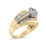 14K Yellow Gold 2-1/3 Cttw Diamond Cluster Channel Set Chevron Shaped Band Engagement Ring & Wedding Band Set (H-I Color, SI1-SI2 Clarity)--3 thumbnail 4