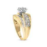 14K Yellow Gold 2-1/3 Cttw Diamond Cluster Channel Set Chevron Shaped Band Engagement Ring & Wedding Band Set (H-I Color, SI1-SI2 Clarity)--4 thumbnail 5