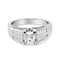 14K white gold ring with channel-set princess-cut diamond stones