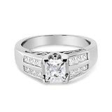 14K white gold ring with channel-set princess-cut diamond stones thumbnail 1