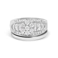 14K white gold ring with round and baguette diamond stones in cluster setting