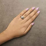 14K White Gold 1.0 Cttw Round and Baguette Diamond Cluster Bridal Set-2 thumbnail 3