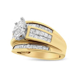14K Yellow Gold 1 1/2 Cttw Pie, Princess and Baguette-cut Diamond Marquise Shaped Engagement Cocktail Ring Band (H-I Color, I1-I2 Clarity)-4 thumbnail 5