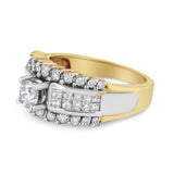 14K Yellow and White Gold 1 1/2 Cttw Round and Princess-Cut Diamond Band Ring (H-I Color, SI2-I Clarity)-1 thumbnail 2