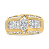 14K Yellow and White Gold 1 3/4 Cttw Round, Baguette, Princess and Pie-Cut Diamond Ring (H-I Color, SI1-SI2 Clarity)-0 thumbnail 1