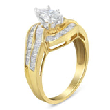 14KT Two-Toned Gold Marquise, Baguette and Round Cut Diamond Bypass Ring (1 cttw, H-I Color, SI1-SI2 Clarity) ()-4 thumbnail 5