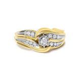 14K Yellow Gold 1/4 Cttw Round Diamond Wave Motif Bypass Ring-0 thumbnail 1