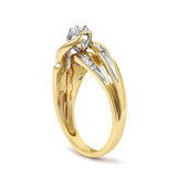 14K Yellow Gold 1/4 Cttw Round Diamond Wave Motif Bypass Ring-4 thumbnail 5