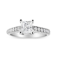 14K White Gold 1 1/5 Cttw 4-Prong Set Princess Diamond Classic Engagement Ring-0