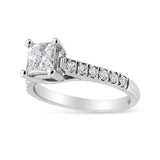 14K White Gold 1 1/5 Cttw 4-Prong Set Princess Diamond Classic Engagement Ring-1 thumbnail 2