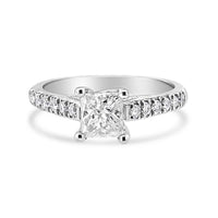 14K White Gold 1 1/5 Cttw 4-Prong Set Princess Diamond Classic Engagement Ring
