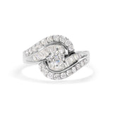 14K White Gold 1.00 Cttw Round and Baguette cut Diamond Swirl Cocktail Ring (H-I Color, SI2-I1 Clarity)-4 thumbnail 5
