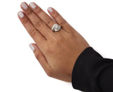 14K White Gold 1.00 Cttw Round and Baguette cut Diamond Swirl Cocktail Ring (H-I Color, SI2-I1 Clarity)-2 thumbnail 3