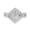 14K white gold ring with composite round diamond stones
