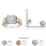 14K White and Yellow Gold 1 1/2 Cttw Invisible Set Princess-Cut Diamond Quad Style Engagement Ring (H-I Color, SI2-I1 Clarity)-4 thumbnail 5