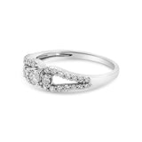 10K White Gold 1/2 Cttw Round Cut Diamond Three Stone Split Shank Band Ring (H-I Color, SI1-SI2 Clarity)-3 thumbnail 4