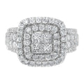 14K white gold ring with round and princess-cut diamond stones