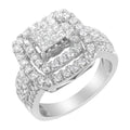 14K white gold cocktail ring with cluster of round diamond stones