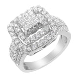 14K white gold cocktail ring with cluster of round diamond stones thumbnail 1