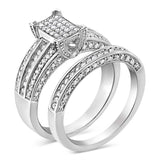 .925 Sterling Silver 3/4 Cttw Prong Set Round Diamond Composite Engagement Ring and Band Set (I-J Color, I3 Clarity)-1 thumbnail 2