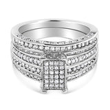 .925 Sterling Silver 3/4 Cttw Prong Set Round Diamond Composite Engagement Ring and Band Set (I-J Color, I3 Clarity)-3 thumbnail 4