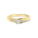 14K yellow gold ring with princess cut diamond stones thumbnail 1