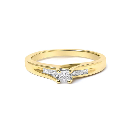 14K Yellow Gold 1/4 Cttw Princess Cut Diamond Engagement Ring-0