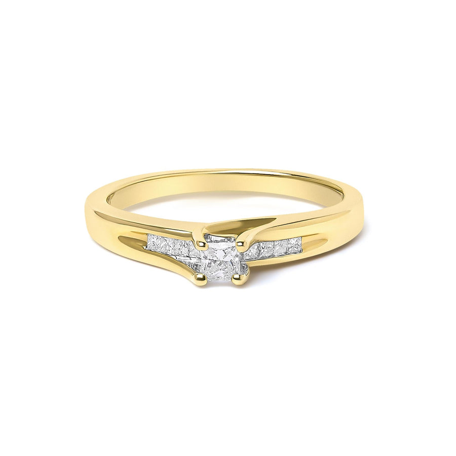 14K Yellow Gold 1/4 Cttw Princess Cut Diamond Engagement Ring