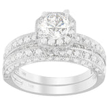 14K white gold ring with 1 round diamond stone thumbnail 1