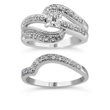 .925 Sterling Silver 1/3 Cttw Round Diamond Crisscross Engagement Ring Bridal Set (H-I Color, I1-I2 Clarity )-2 thumbnail 3