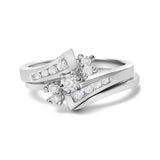 14K White Gold 3/8 Cttw Diamond Swirl Engagement Bridal Ring Set-0 thumbnail 1